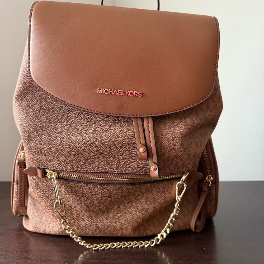 Michael Kors Tan and Brown Backpack